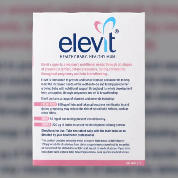 Australia Imported Elevit Pre-conception, Pregnancy & Breastfeeding Multivitamin with Folic Acid and Iodine 100pcs Pre-conception & pregnancy