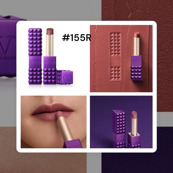 Valentino Spike Matte Purple Dose 2.3g Rouge à Lèvres Mat (High Couture Matte Lipstick) #125R #134R #155R #505R