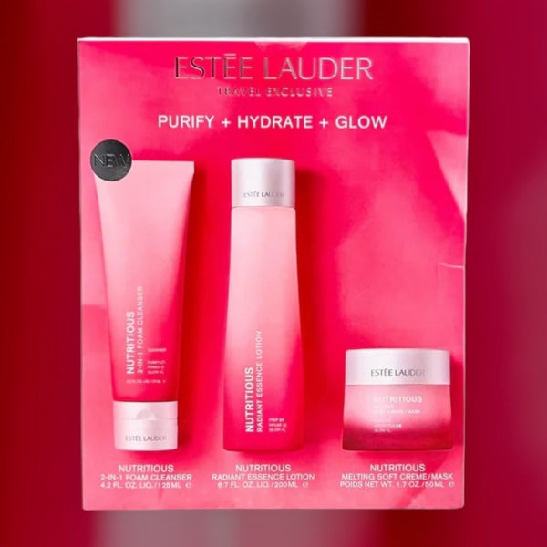 <Travel set> Estee lauder Nutritious The Skin Loving Set 升級亮肌抗氧系列套裝 #紅石榴三件套
