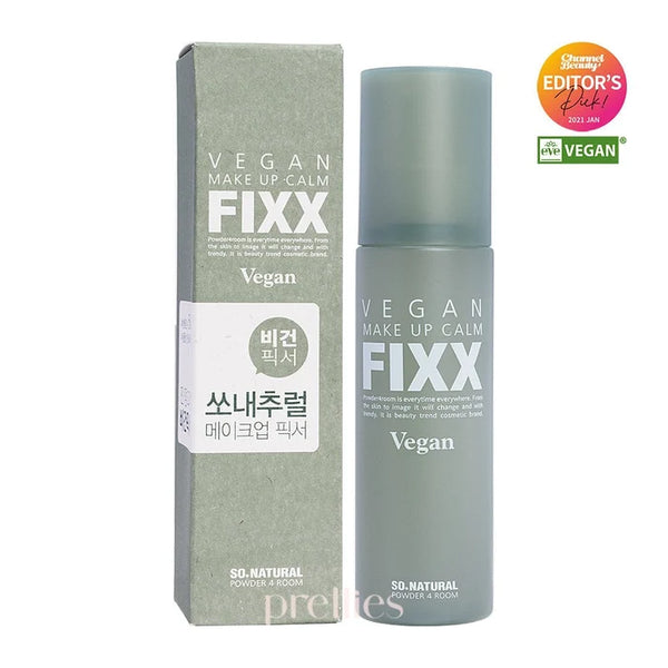 韓國美妝品牌 SO NATURAL 的 Vegan Make Up Calm FIXX 純素積雪草舒緩定妝噴霧