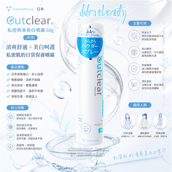 Hanamisui 日本 Outclear 私密爽身美白噴霧 50g (外用)