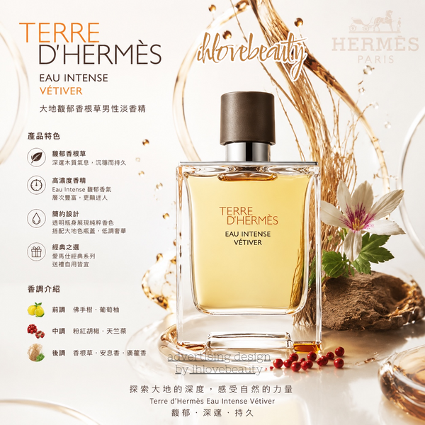 Hermès 愛馬仕 Terre d'Hermès Eau Intense Vétiver 大地馥郁香根草 濃香水 50ml
