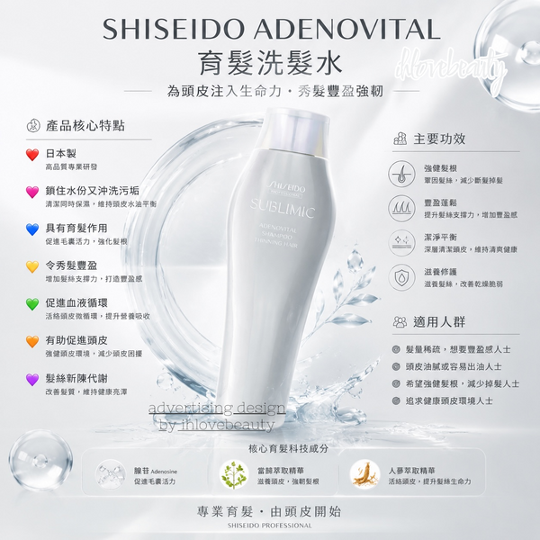 Shiseido Sublimic Adenovital Shampoo (Thinning Hair) 250ml