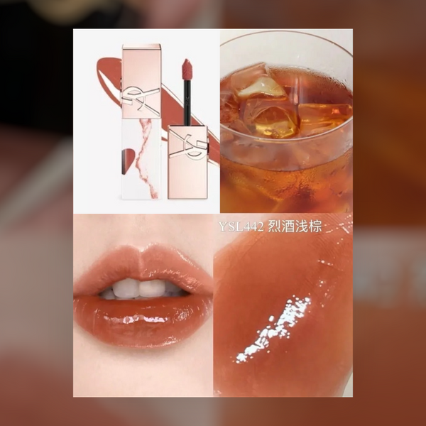 YSL 愛心大理石唇釉 The inks 5.5ml #442 Cappuccino Kiss #七夕限定❤️ #梅酒冰茶 🥃 #加了冰塊的威士忌 塗一次就被問一次的顏色