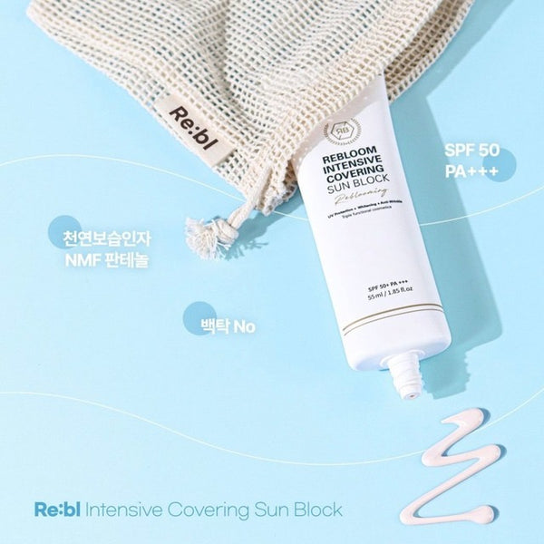 Korean medical aesthetic brand RE:BL Rebloom Intensive Covering Sun Block Panthenol Moisturizing Sun Lotion SPF 50+ / PA+++ 55ml