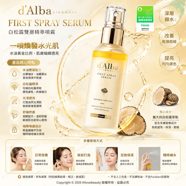 d'Alba 白松露精華噴霧 空姐噴霧 1+1 套裝 100ml × 2