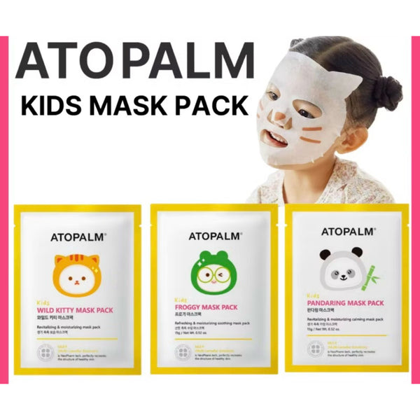 ATOPALM愛多康 兒童保濕舒緩面膜5pcs 貓咪/青蛙/熊貓 🐼🐱🐸 Korean #Froggy mask pack #Wild kitty mask pack #Pandaring mask pack 🉐 優惠組合 貓咪/青蛙/熊貓 🐼🐱🐸各一 $165💰💰
