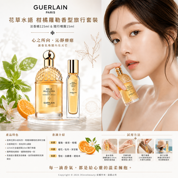 Guerlain Aqua Allegoria Mandarine Basilic Eau de Toilette Travel Set 125ml & 15ml Atomizer