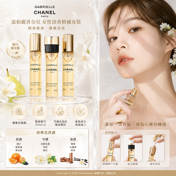 Chanel GABRIELLE Travel Spray Refill Set 3x20ml TWIST AND SPRAY REFILL SET – EAU DE PARFUM