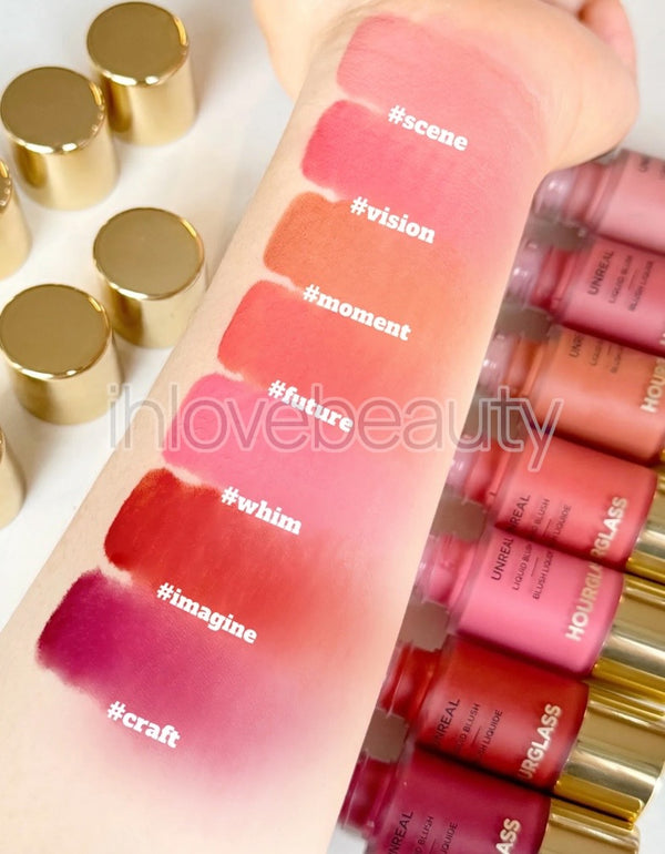 Hourglass Dropper Liquid Blush 10.3ml Unreal Liquid Blush Popular shades #SceneWhitePeachNudePink #WhimBrightPink #VisionCreamyRose #Moment #Future