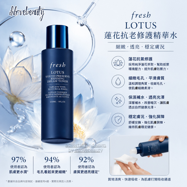 Fresh 🌿Lotus Youth Preserve Refining Dream Toner 150ml #InstantSkinRenewal Revitalize skin for a youthful, flawless complexion