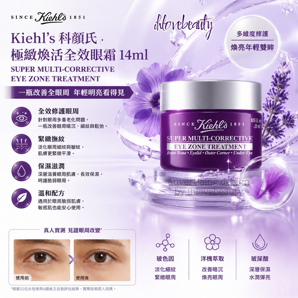 Kiehl's Super Multi-Corrective Eye Zone Treatment 14ml 💜 #PurpleAEyeCream