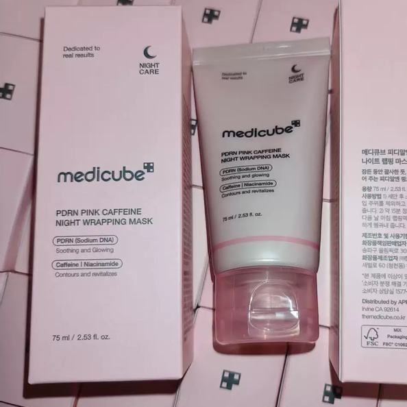 韓國護膚品牌 medicube PDRN 粉紅咖啡因晚安面膜 75ml（PDRN Pink Caffeine Night Wrapping Mask） 夜間修護撕拉型面膜